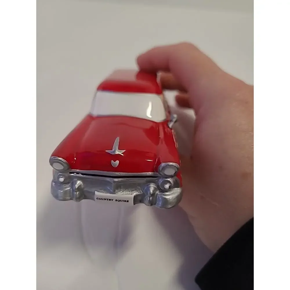 Dept. 56 1955 Ford Country Squire Red Station Wagon with Sign 54950 RETIRED RARE